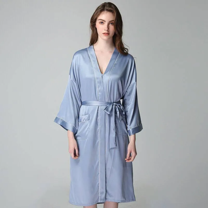 22MM Luxury Silk Robe For Women Mid Length Silk Bathrobe Silk Nightwear