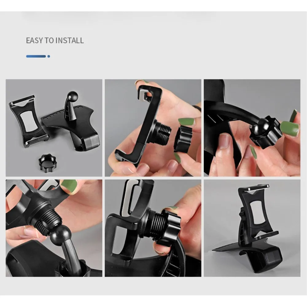 3 in 1 Car GPS Smartphone Holder: Dashboard / Visor Clamp   AC Grid Clip for Meizu MX6 M685U Premium Edition - Black