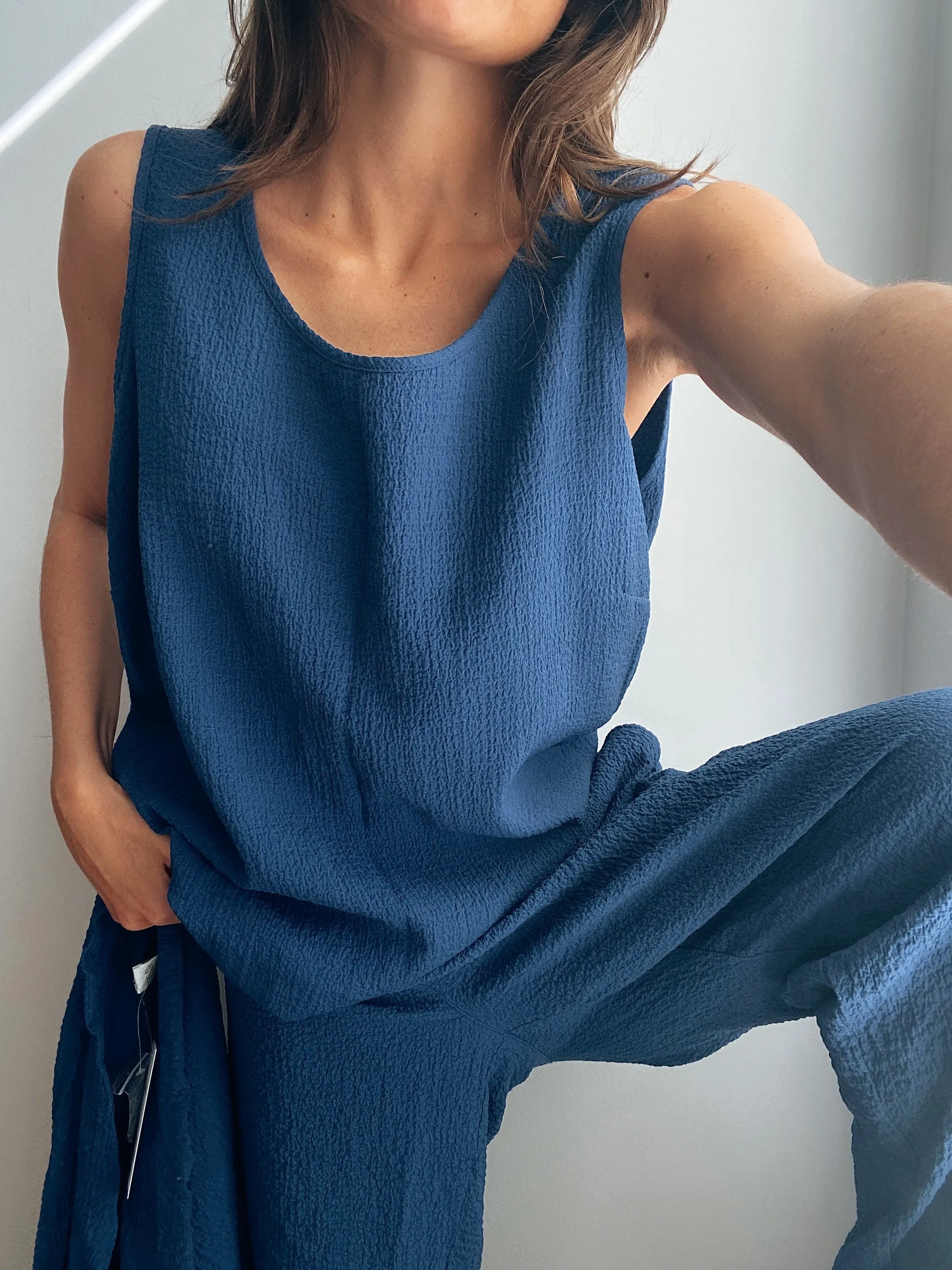 3Piece Set - Blue Crinkle Pants