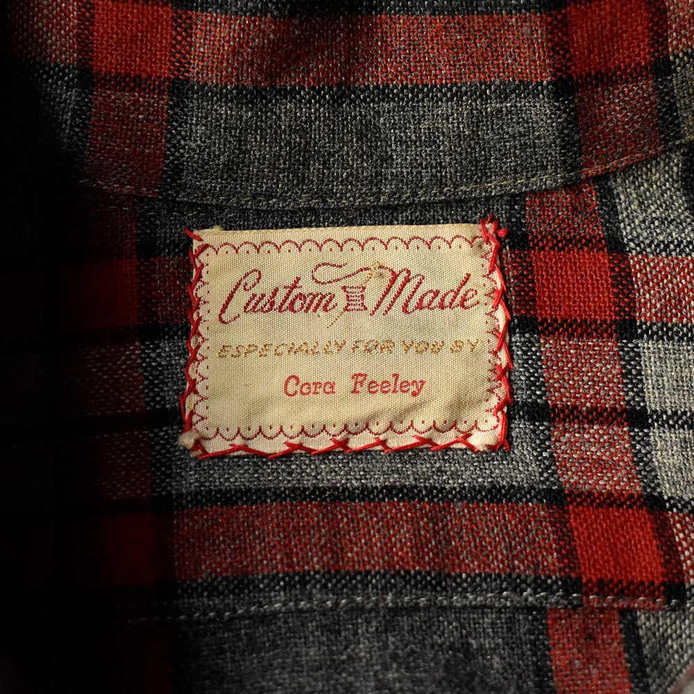 50's～ custom made cora feeley チェック柄ウールシャツ 240209H
