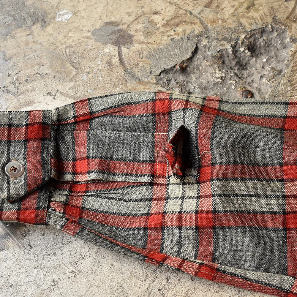 50's～ custom made cora feeley チェック柄ウールシャツ 240209H