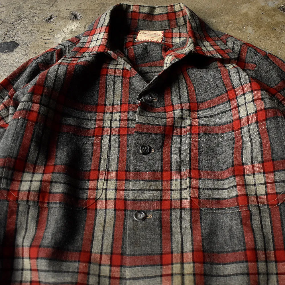 50's～ custom made cora feeley チェック柄ウールシャツ 240209H