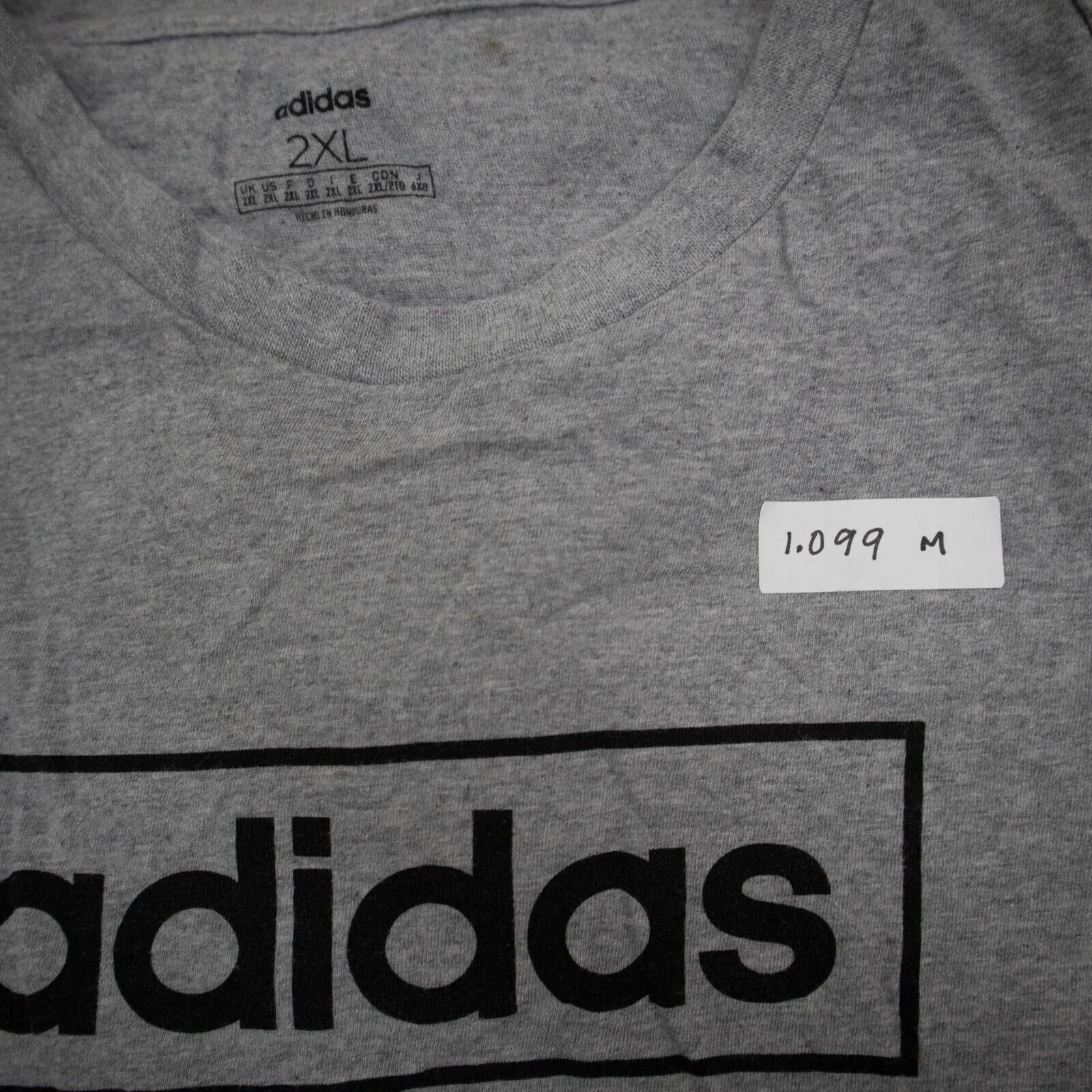 Adidas Men's Crew Neck Sports Logo T-Shirt Short Sleeves Solid Gray Size 2XL