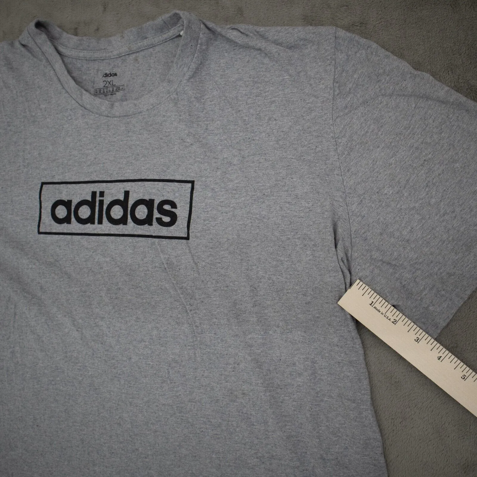 Adidas Men's Crew Neck Sports Logo T-Shirt Short Sleeves Solid Gray Size 2XL