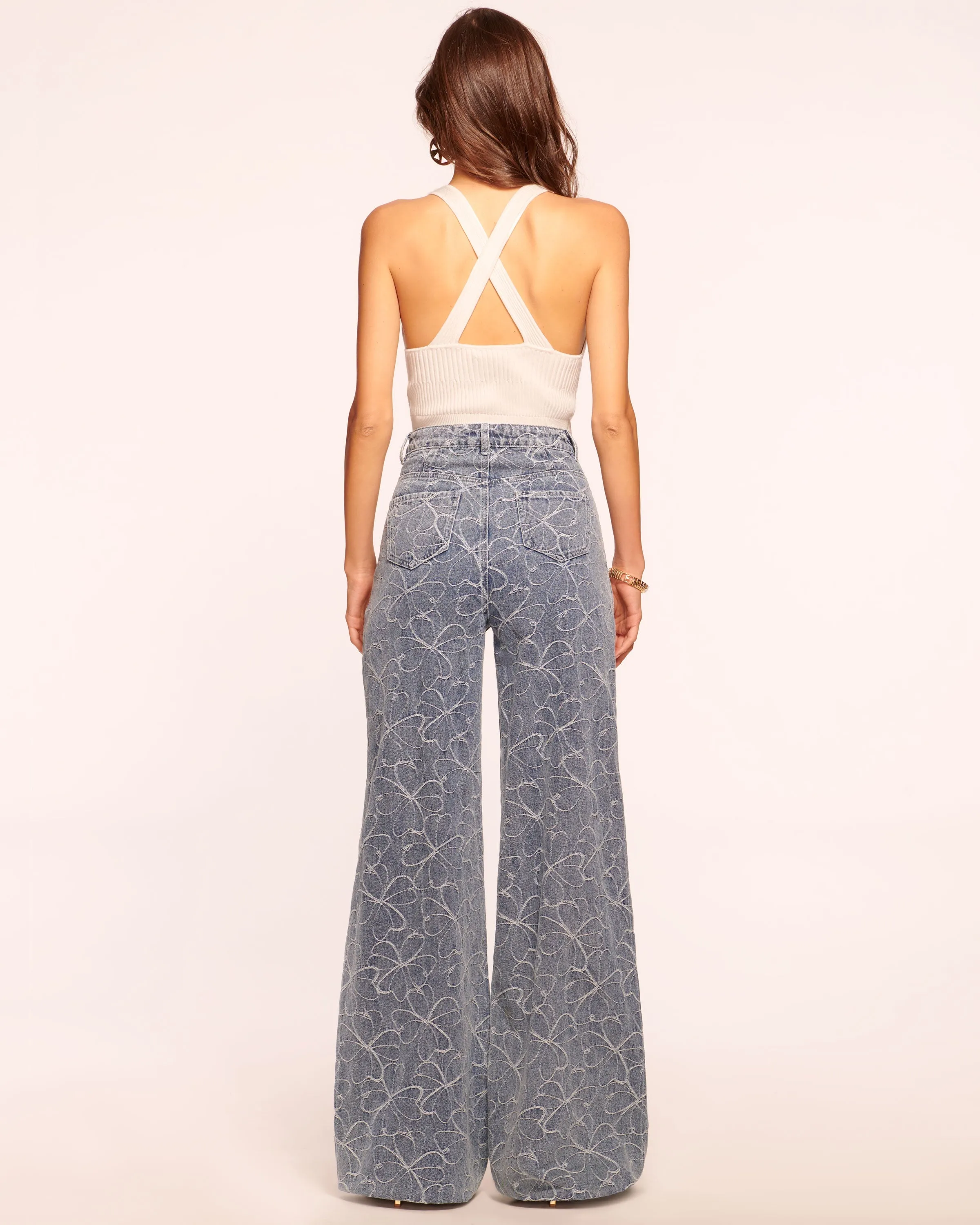 Adley Embroidered Wide Leg Jean