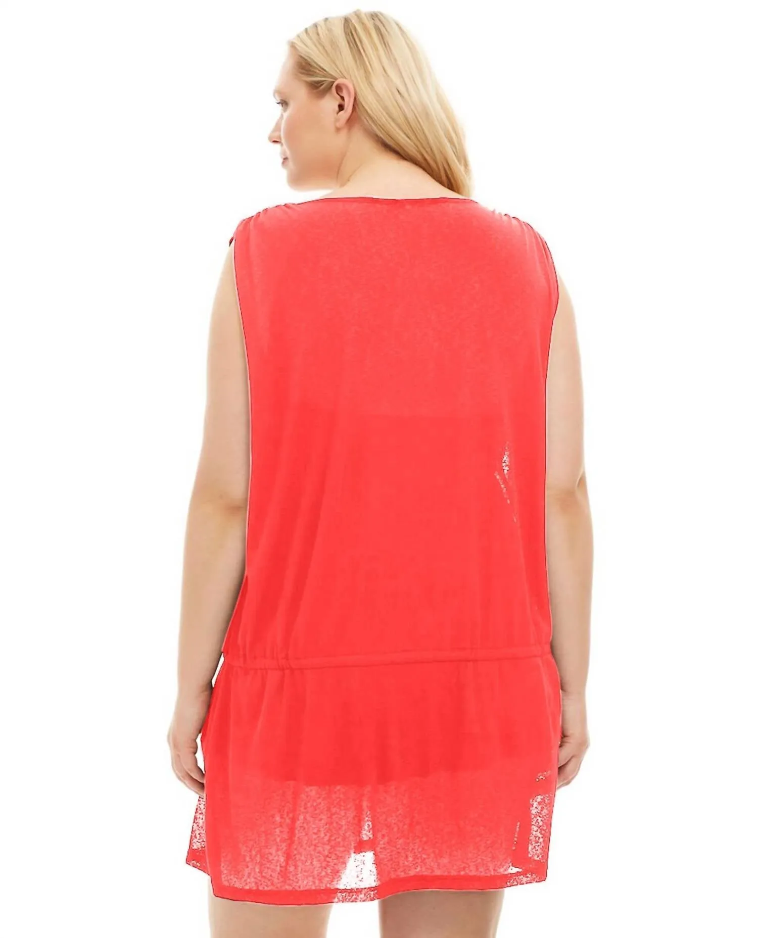 Always For Me - Plus Size Drawstring Tank Cover Up Dress