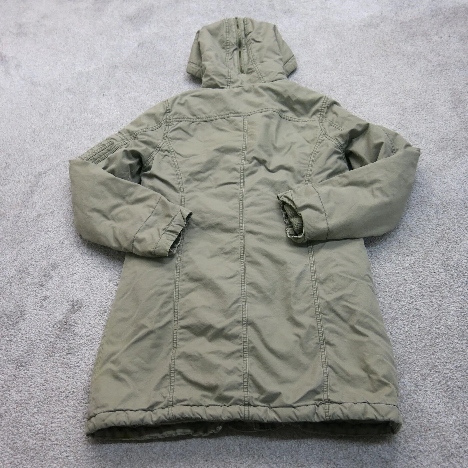 American Eagle Womens Insulated Sherpa Faux Fur Coat Jacket Clay Green SZ Small