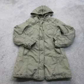 American Eagle Womens Insulated Sherpa Faux Fur Coat Jacket Clay Green SZ Small