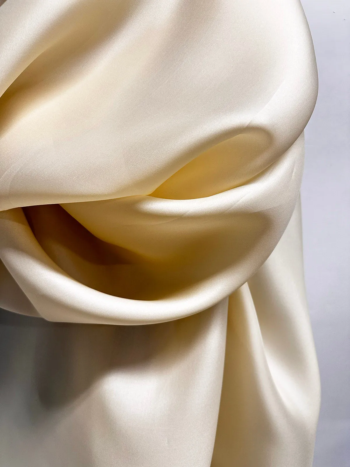 Antique Ivory Heavy Satin Silk Organza Remnants
