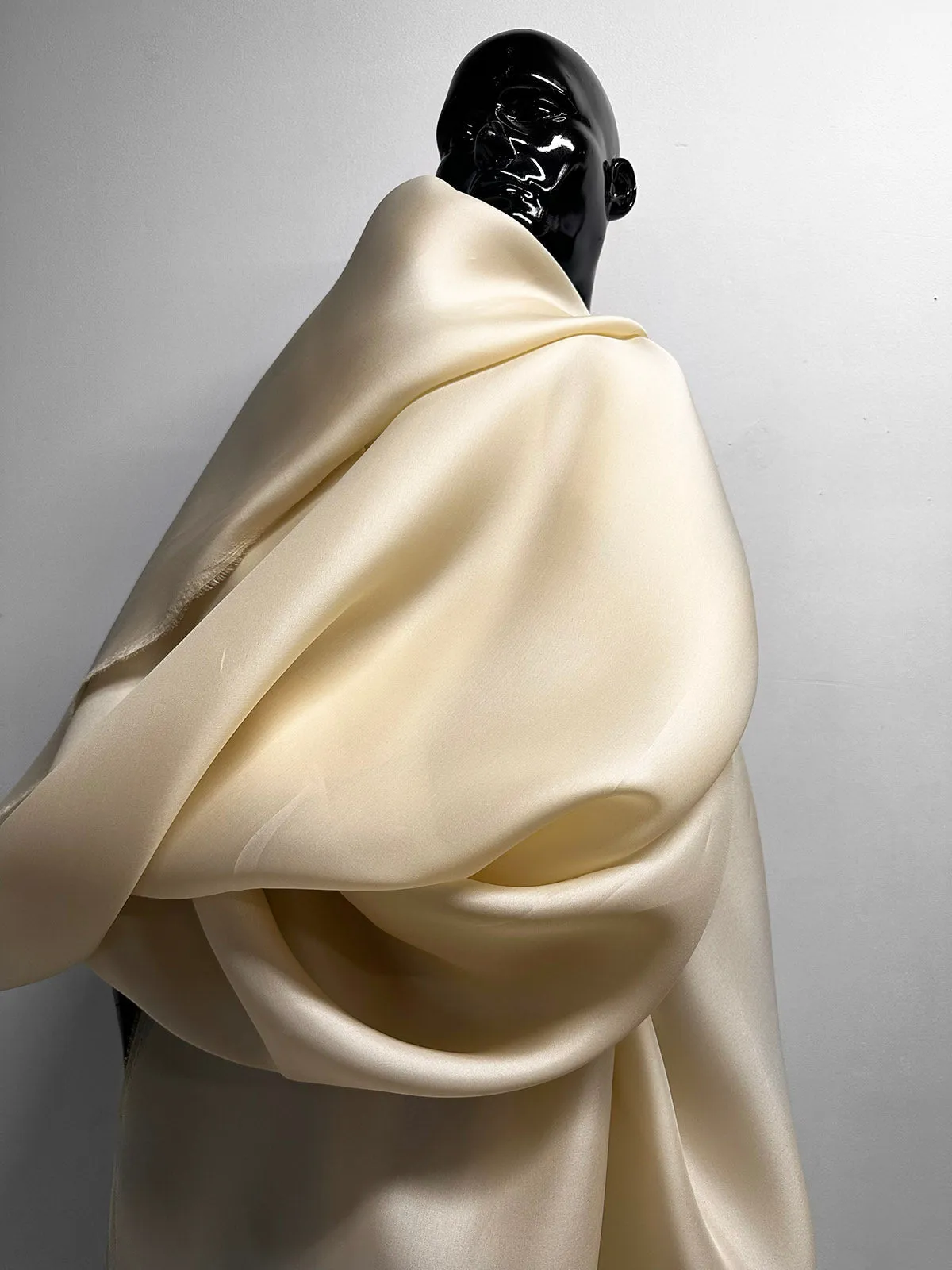 Antique Ivory Heavy Satin Silk Organza Remnants