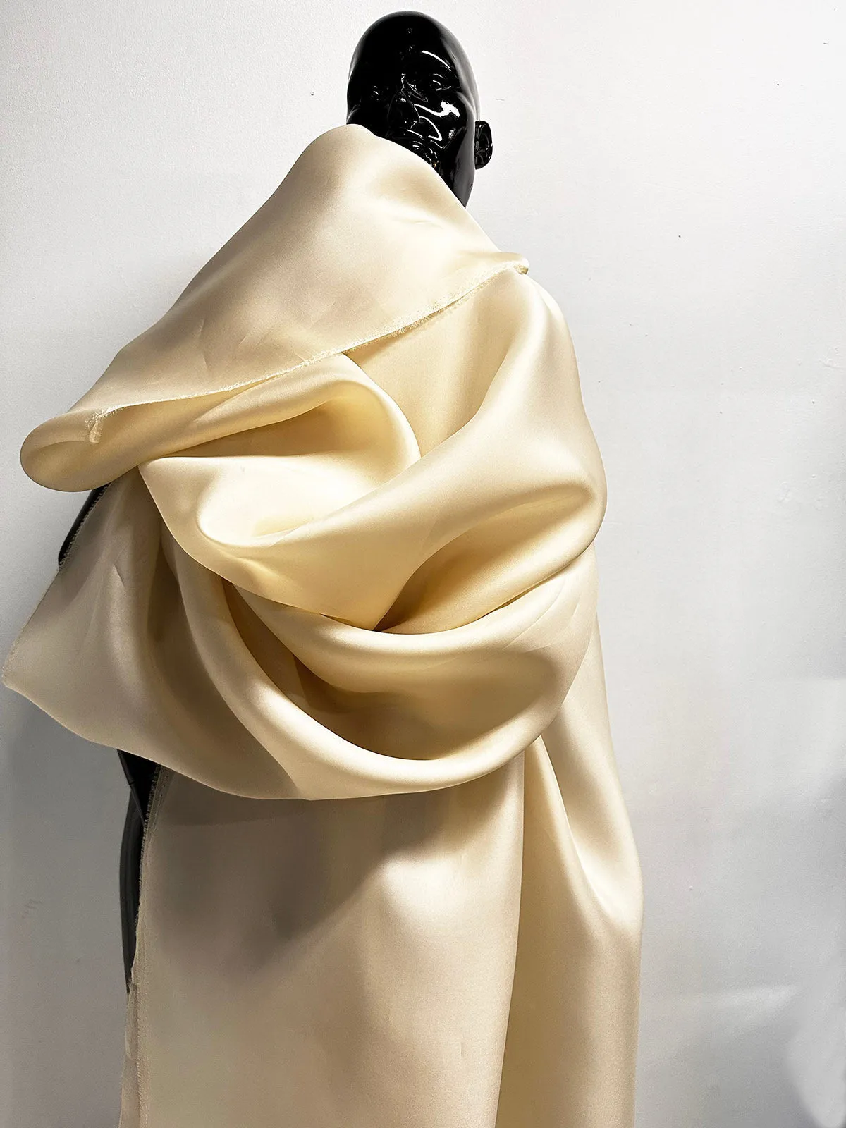 Antique Ivory Heavy Satin Silk Organza Remnants