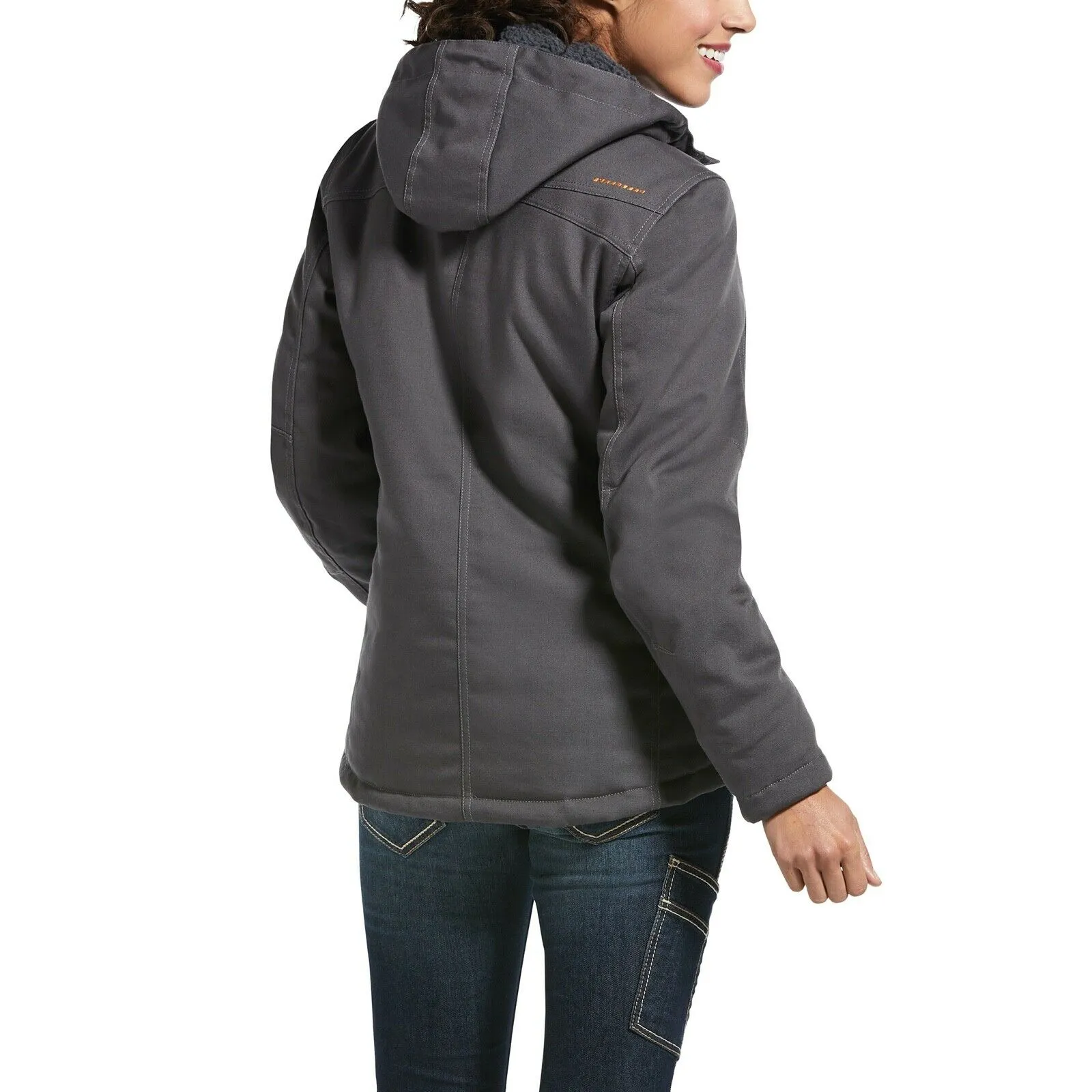 Ariat® Ladies Rebar™ DuraCanvas™ Insulated Grey Hooded Jacket 10032917