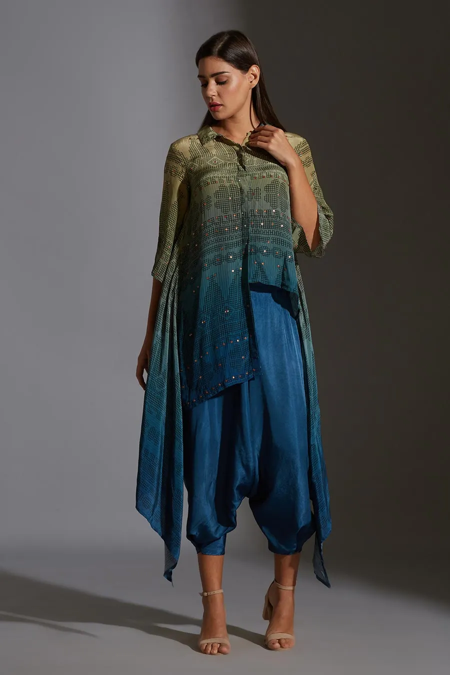 Asymmetric Shirt Tunic & Dhoti Pant Set