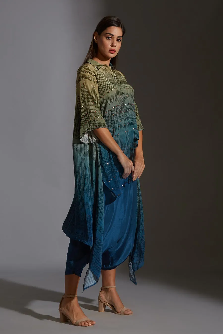 Asymmetric Shirt Tunic & Dhoti Pant Set