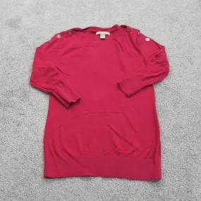 Banana Republic Womens Casual Button Shoulder T Shirt Long Sleeves Red Size XS