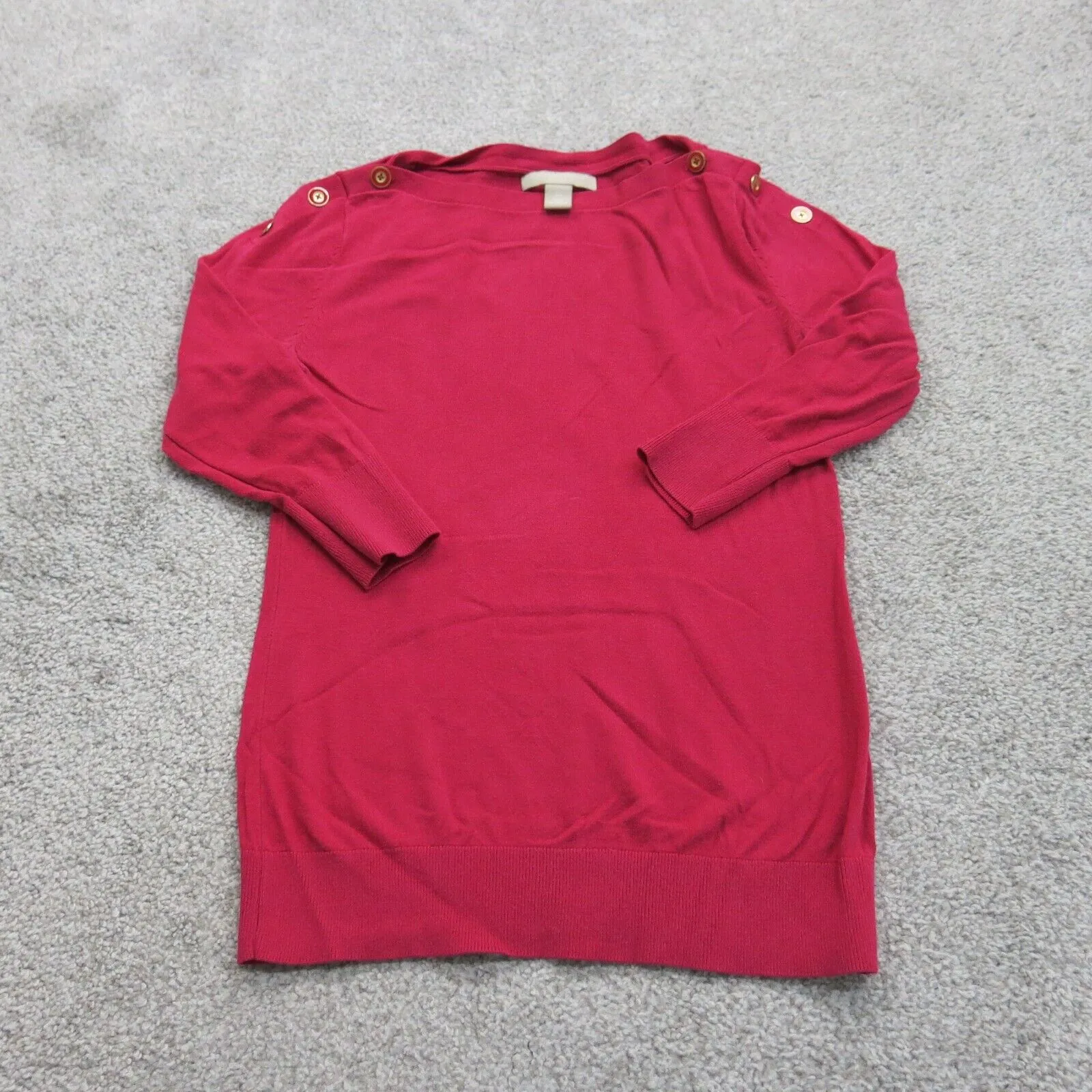 Banana Republic Womens Casual Button Shoulder T Shirt Long Sleeves Red Size XS