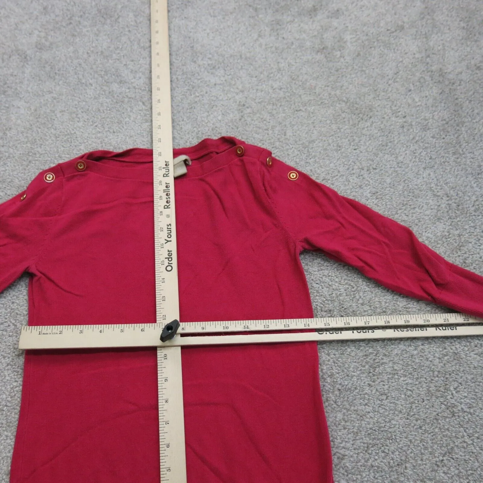 Banana Republic Womens Casual Button Shoulder T Shirt Long Sleeves Red Size XS