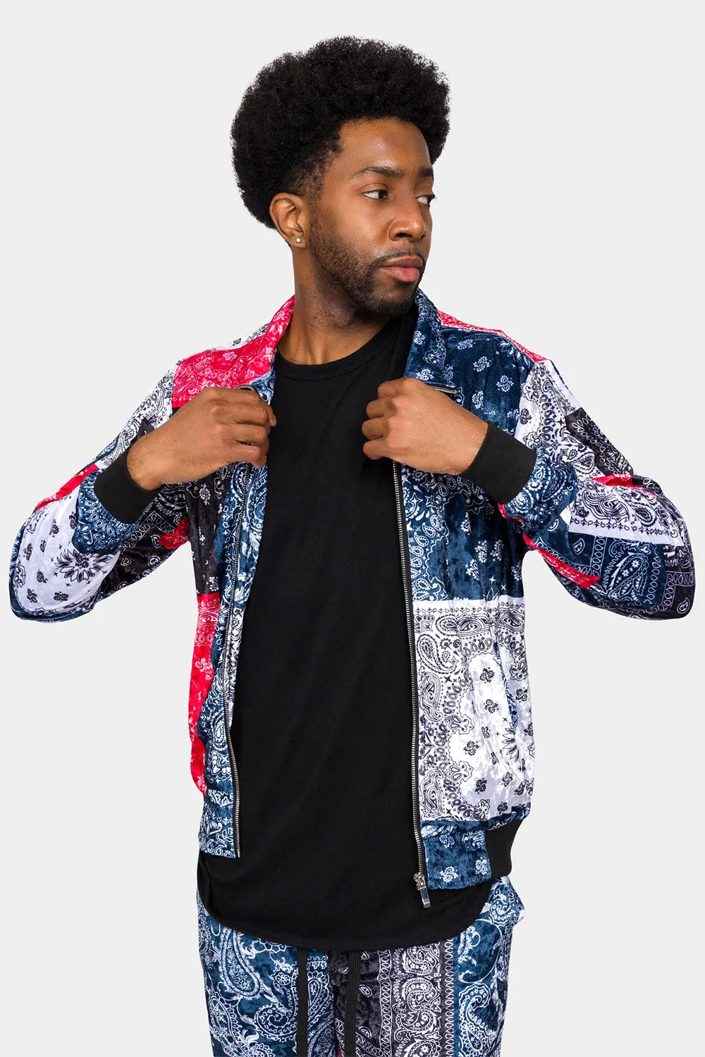 Bandana Paisley Velvet Velour Track Suit