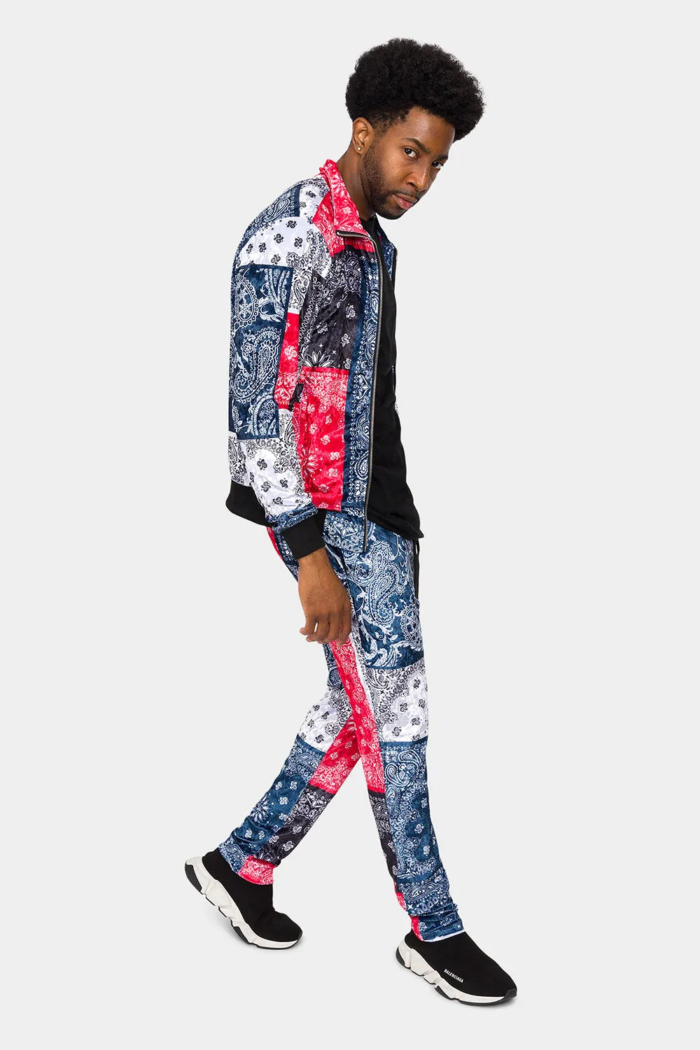 Bandana Paisley Velvet Velour Track Suit