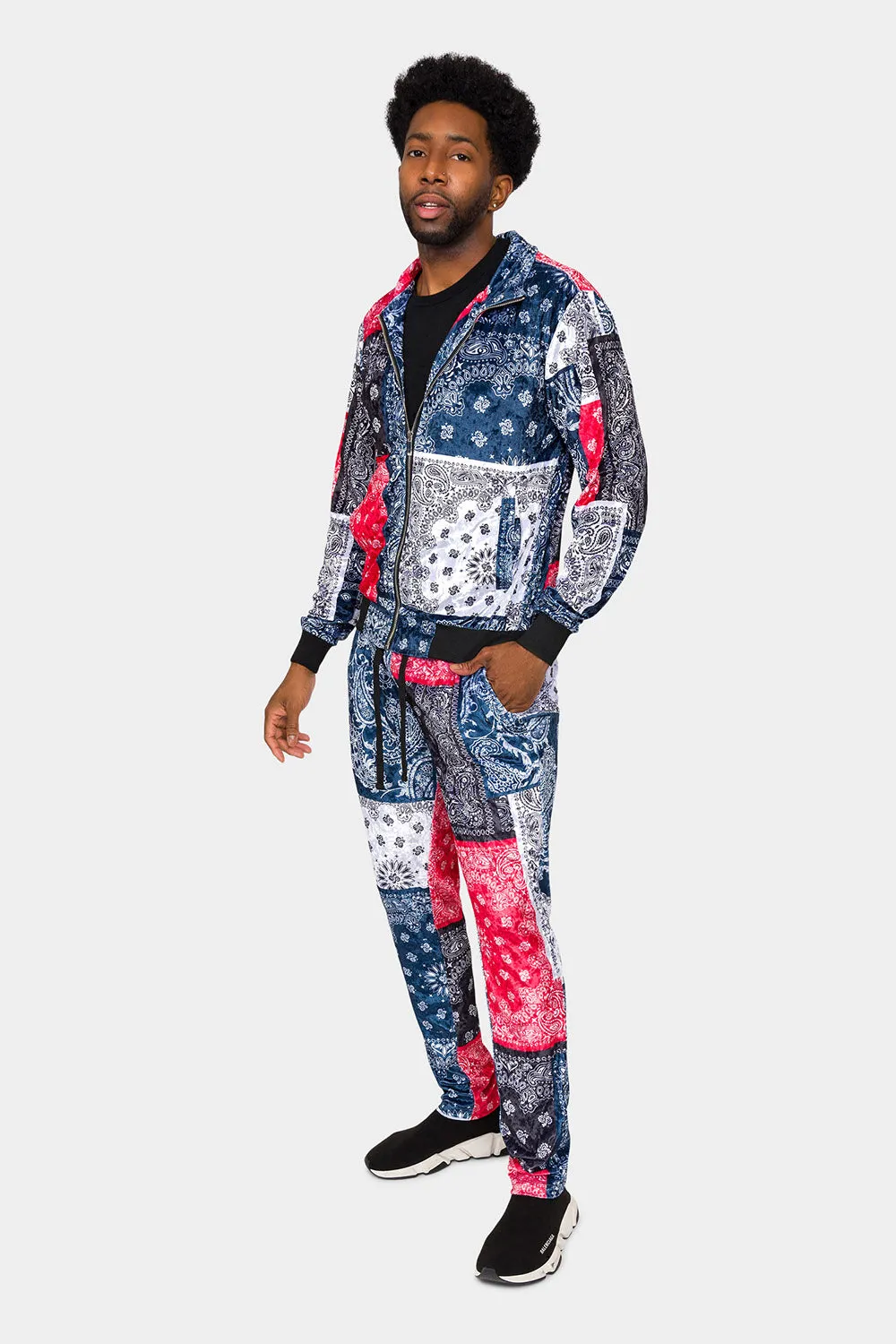 Bandana Paisley Velvet Velour Track Suit