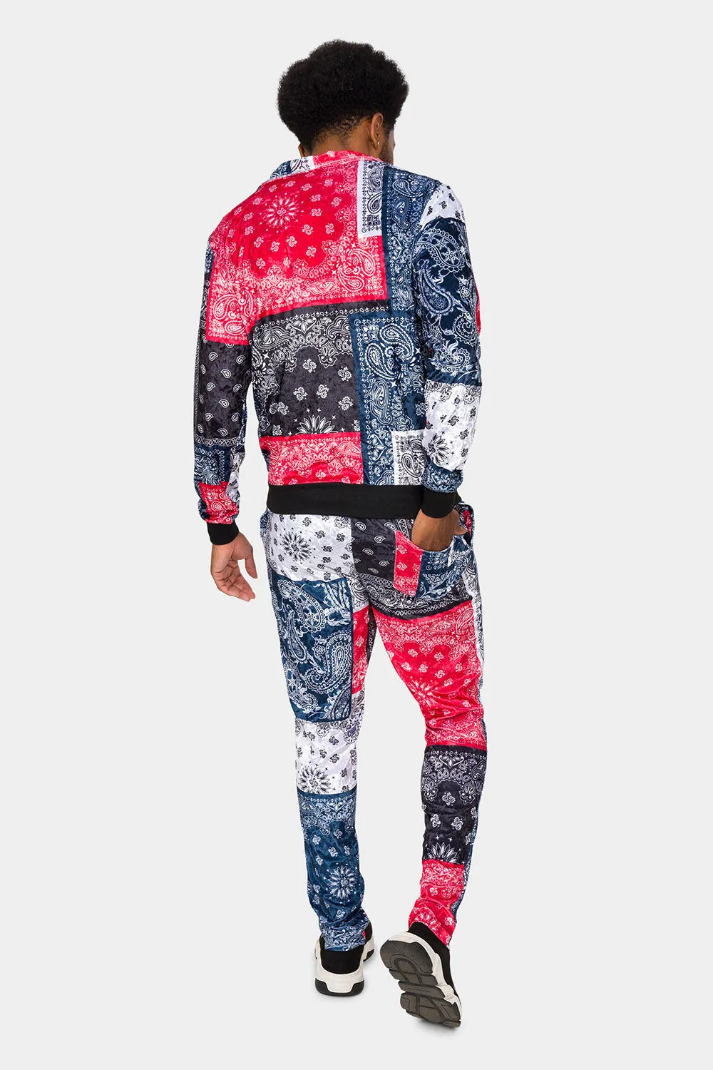 Bandana Paisley Velvet Velour Track Suit