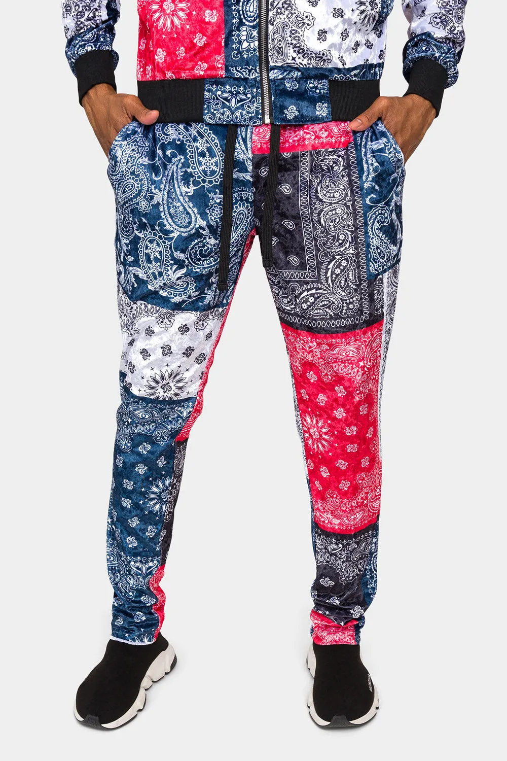 Bandana Paisley Velvet Velour Track Suit