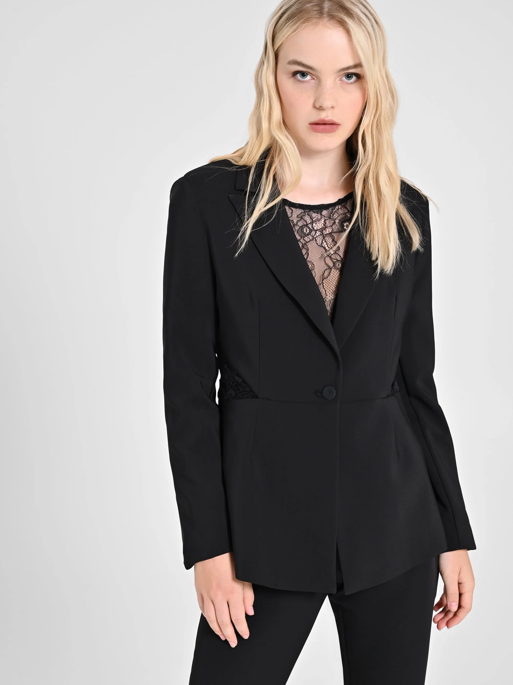 Blazer with Lace Inserts
