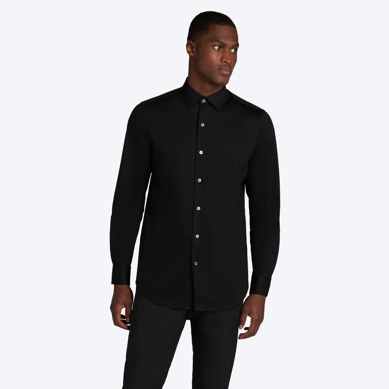 Bugatchi Solid Black Print OoohCotton® Shirt