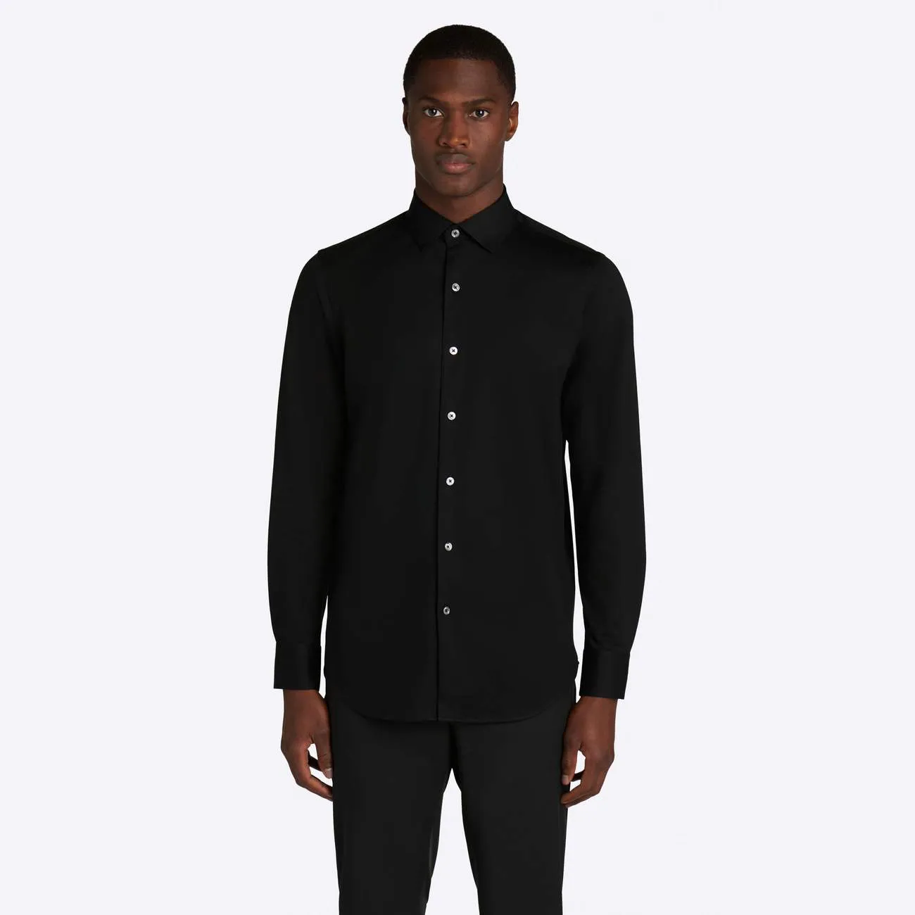 Bugatchi Solid Black Print OoohCotton® Shirt