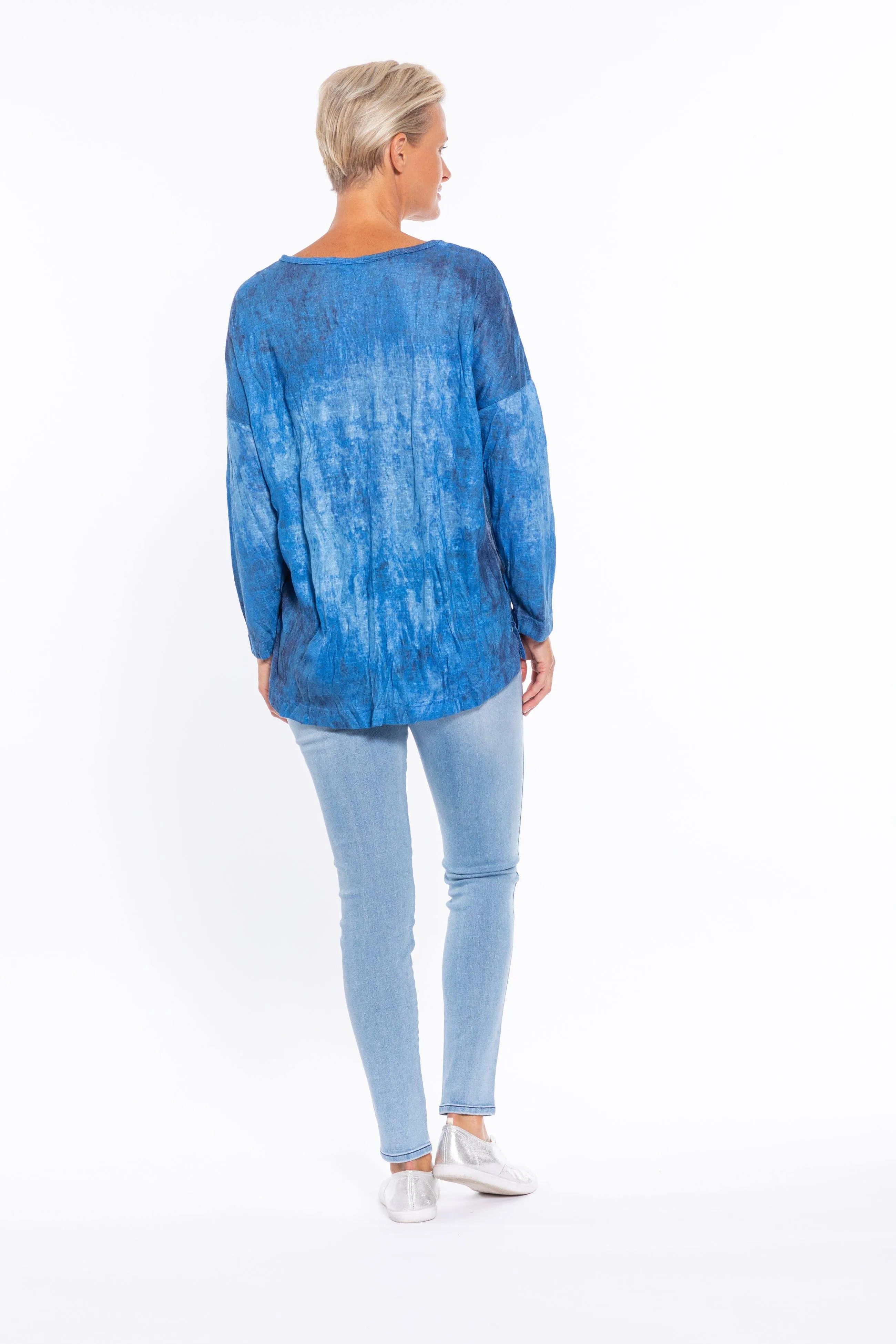 Cafe Latte Denim Wash Pigment Print Long Sleeve