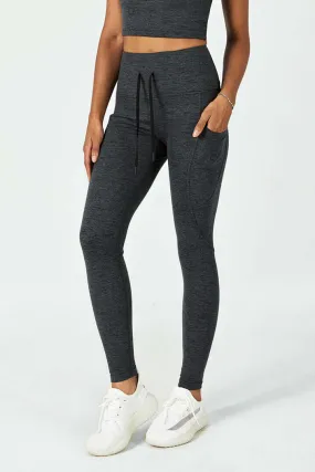 CloudFleece™ High-Waist Drawstring Legging-Dark Heather Grey