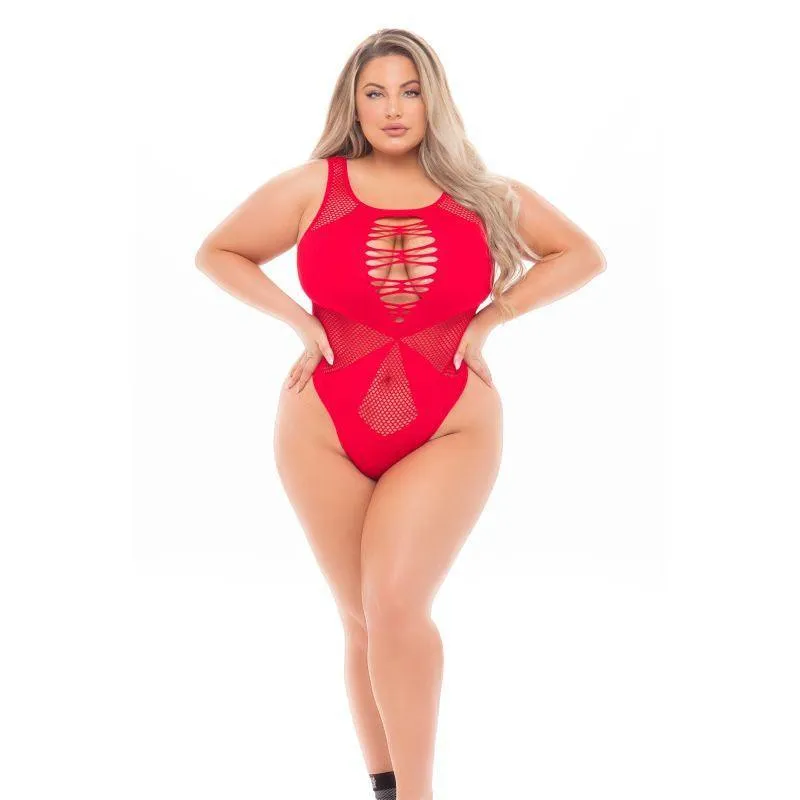 Duchess High Neck Bodysuit Red