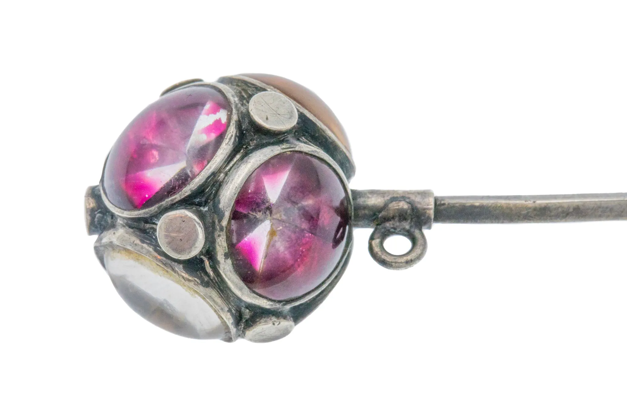 Early Victorian Silver Foiled Paste Sphere Stick Pin