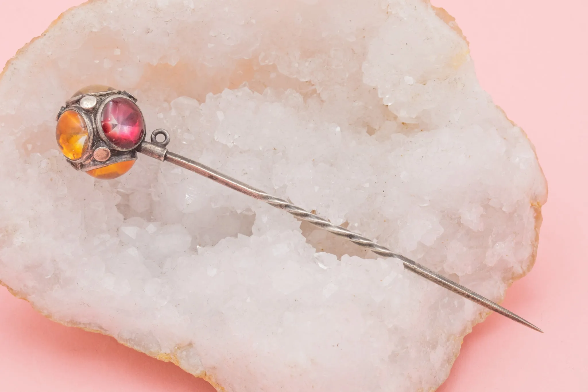 Early Victorian Silver Foiled Paste Sphere Stick Pin