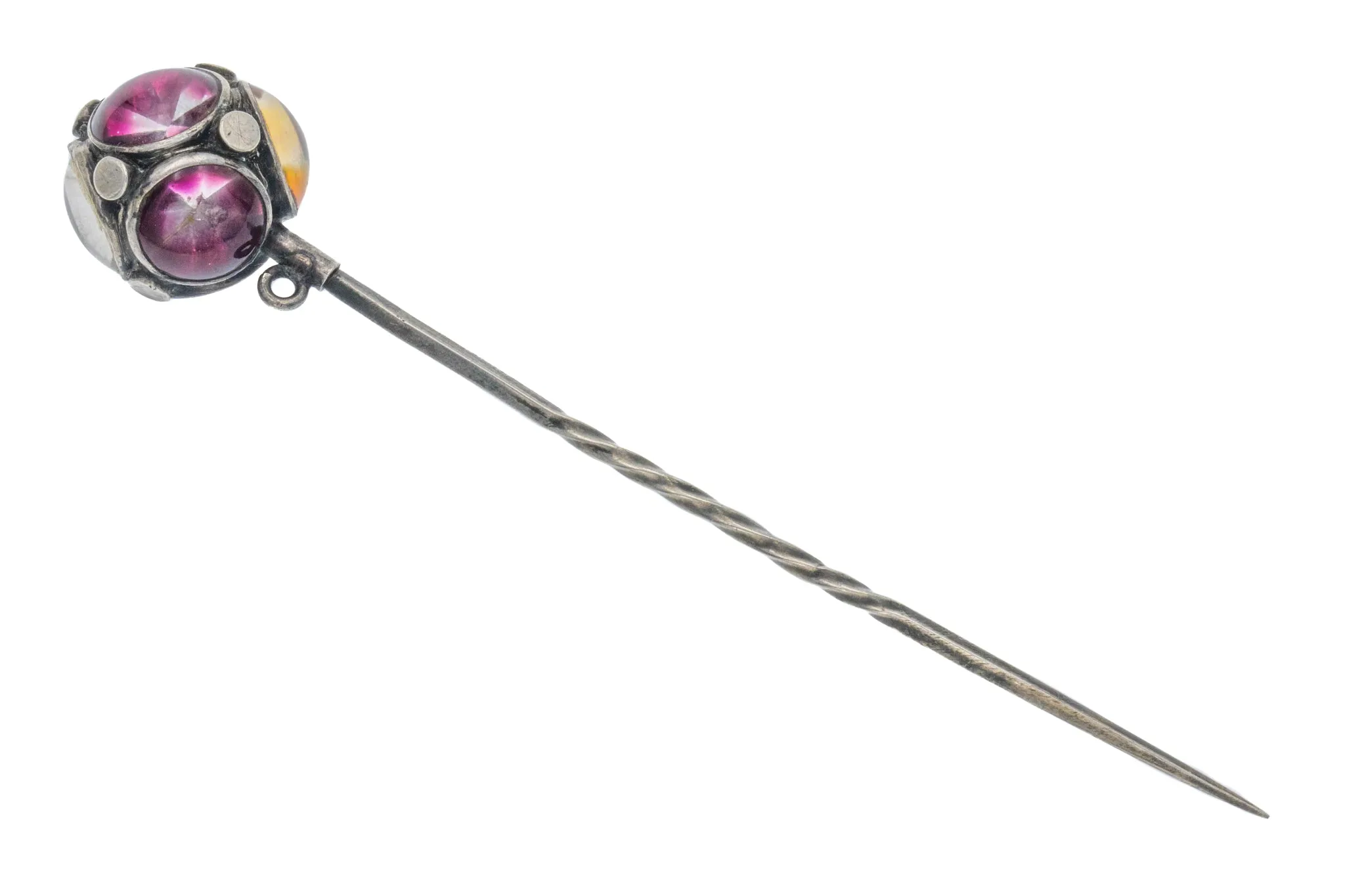 Early Victorian Silver Foiled Paste Sphere Stick Pin
