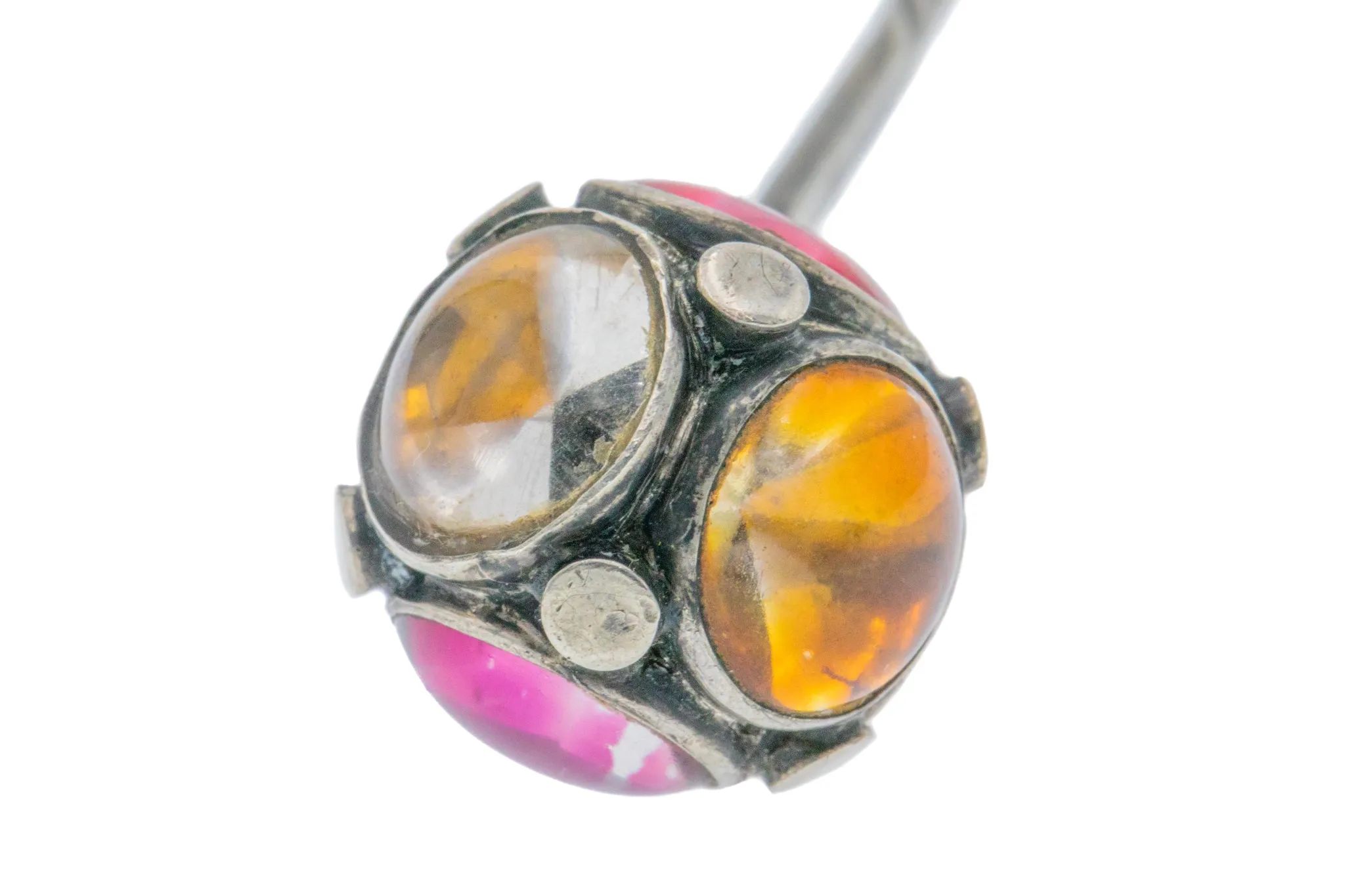 Early Victorian Silver Foiled Paste Sphere Stick Pin