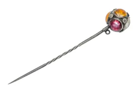Early Victorian Silver Foiled Paste Sphere Stick Pin