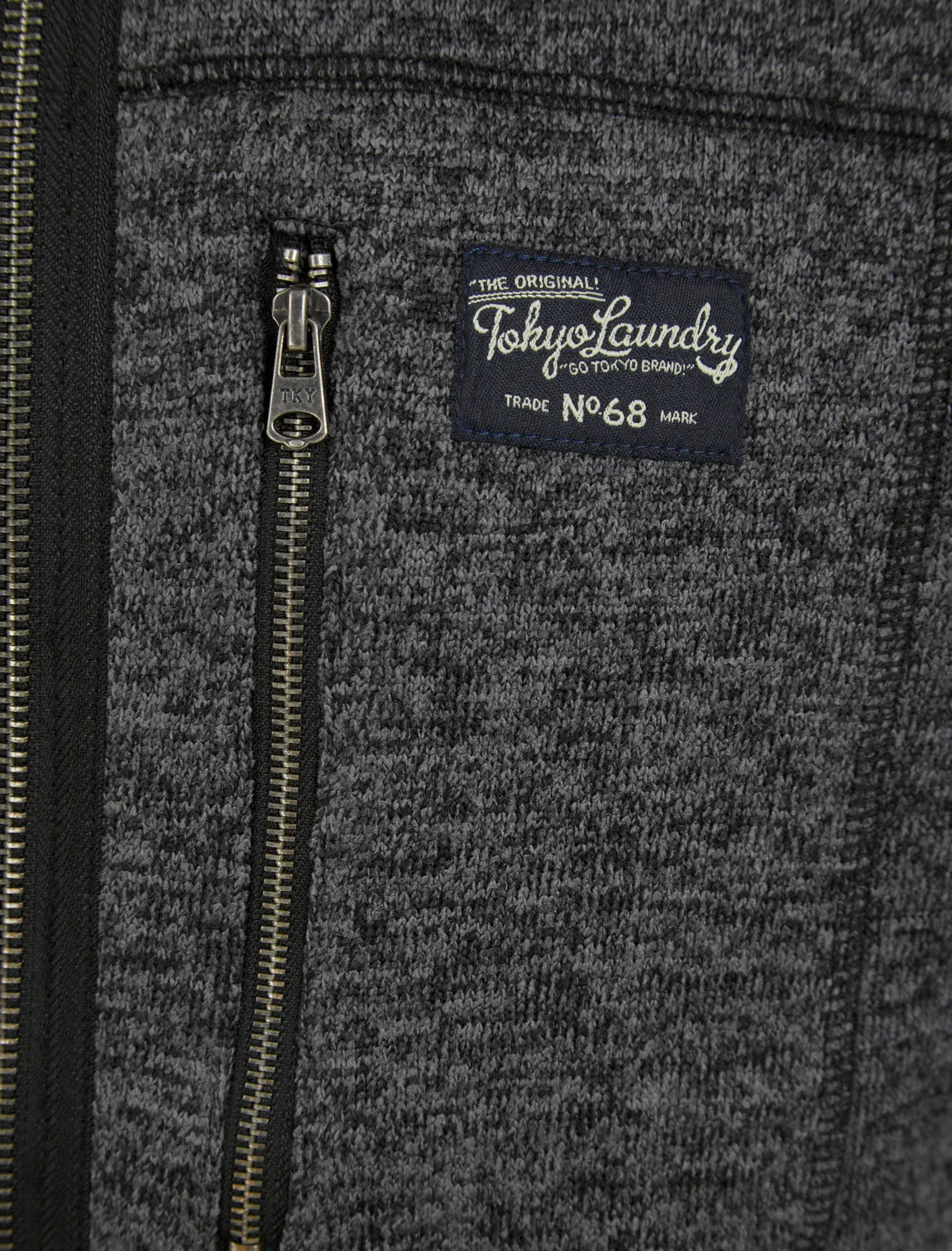 Eastfield Chunky Zip Through Hoodie With Borg Lining In Charcoal - Tokyo Laundry