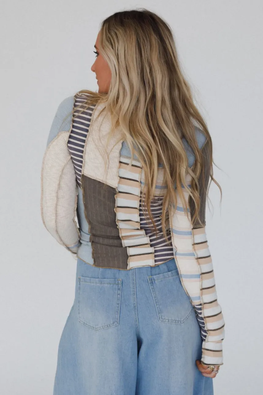 Eclectic Stripes Top - Taupe