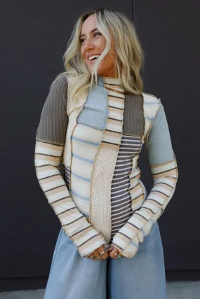 Eclectic Stripes Top - Taupe Eclectic Stripes Top - Taupe