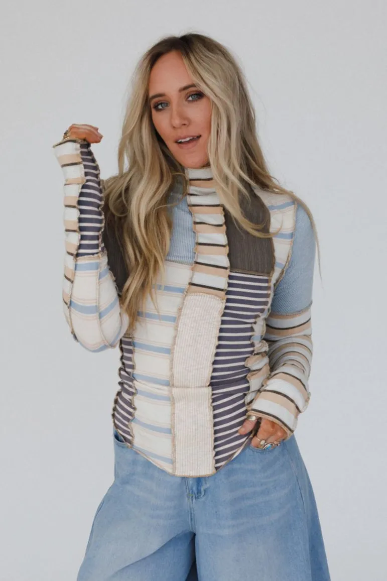 Eclectic Stripes Top - Taupe