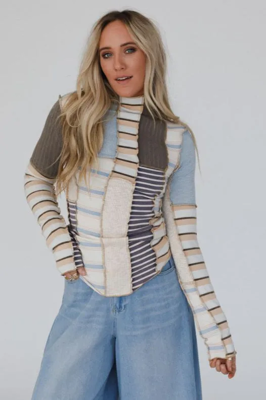 Eclectic Stripes Top - Taupe