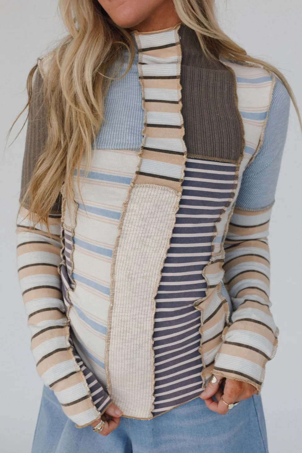 Eclectic Stripes Top - Taupe