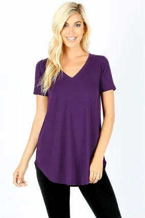 Essential Relaxed Fit V Neck SS Tunic Top - Multiple Colors!