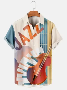 Leisure Vacation Music Musical Instrument Printing Men'S Shirt