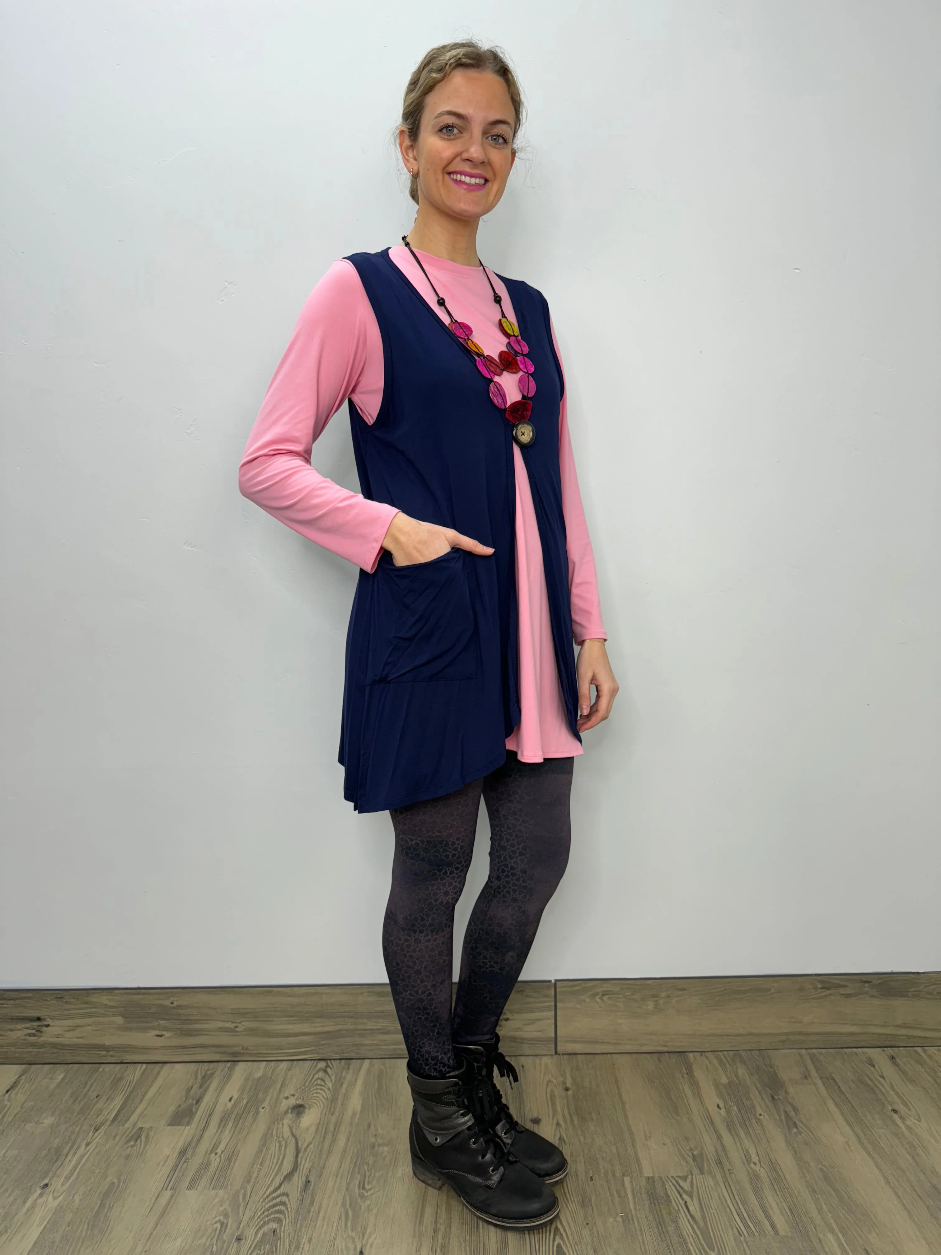 Long Sleeve Basic A-Line Tunic - Bubble Gum
