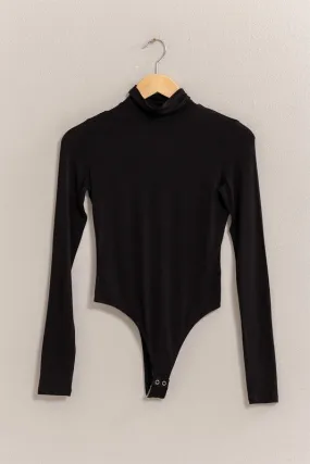 Long Sleeve Turtle Neck Bodysuit - Black