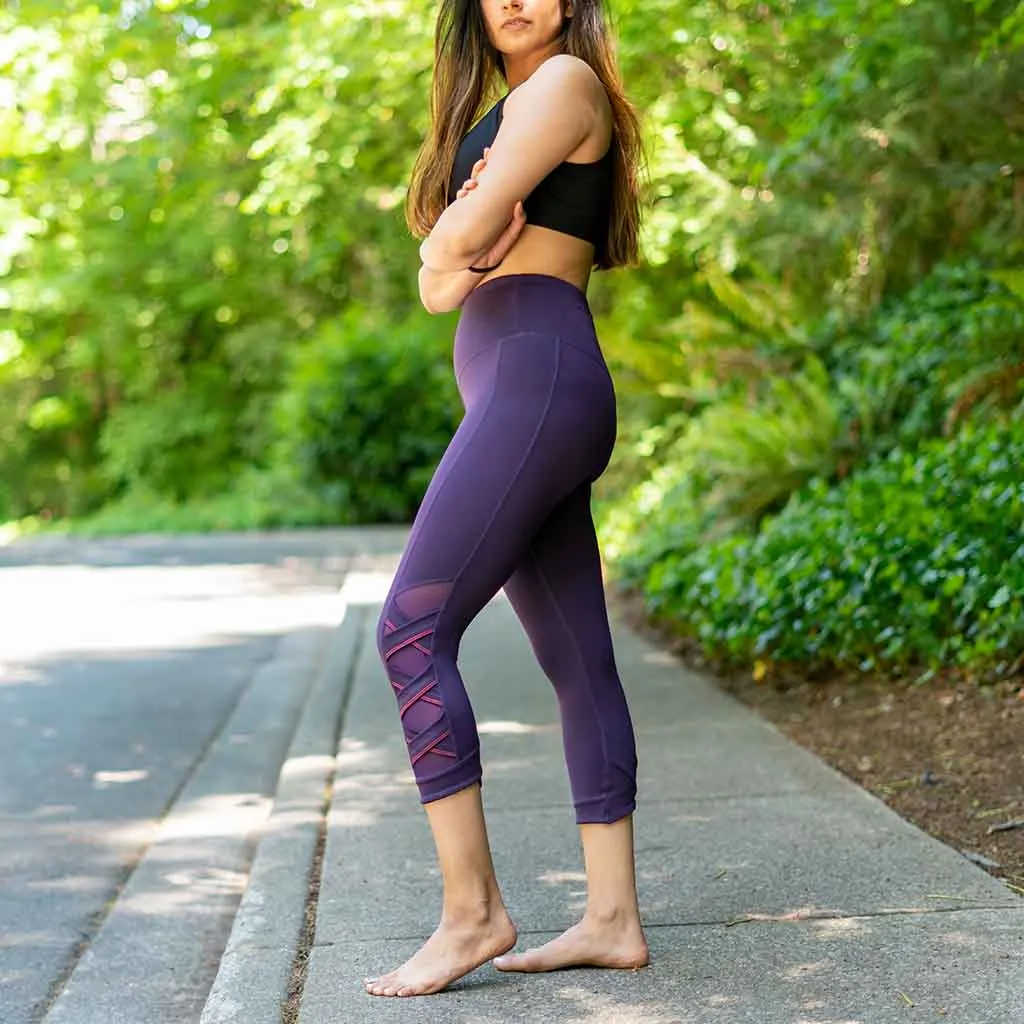 Merlot High Waist Weave Leggings