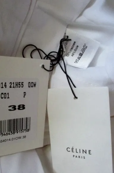 NWT NEW CELINE ITALY Pleated TROUSER Pant 38 6 WHITE CREME Silk Womens