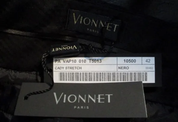 NWT NEW VIONNET PARIS CADY STRETCH Pleated TROUSER Pant 42 BLACK Womens